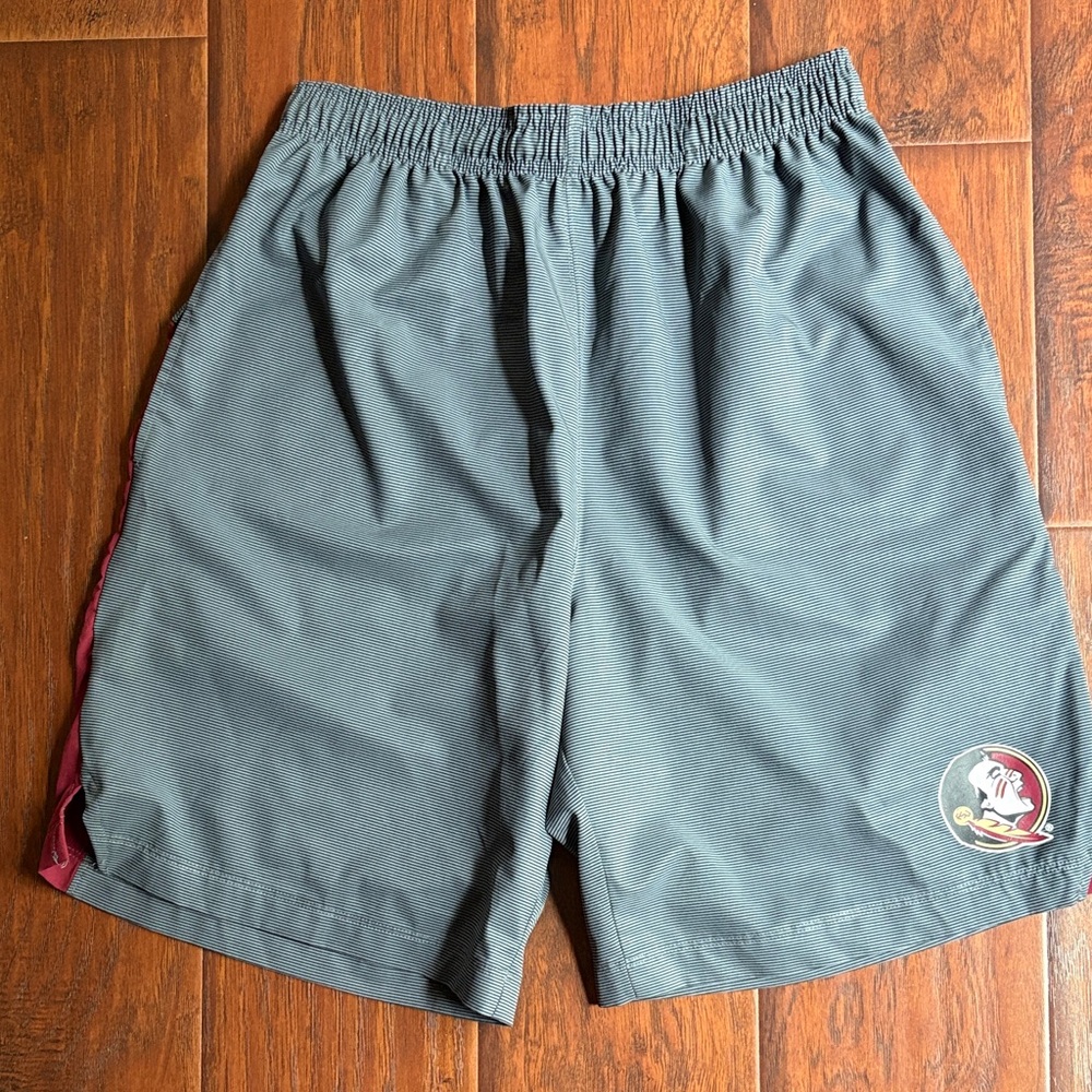 Rivalry Threads Gray Athletic Men's Shorts with Maroon Side Trim